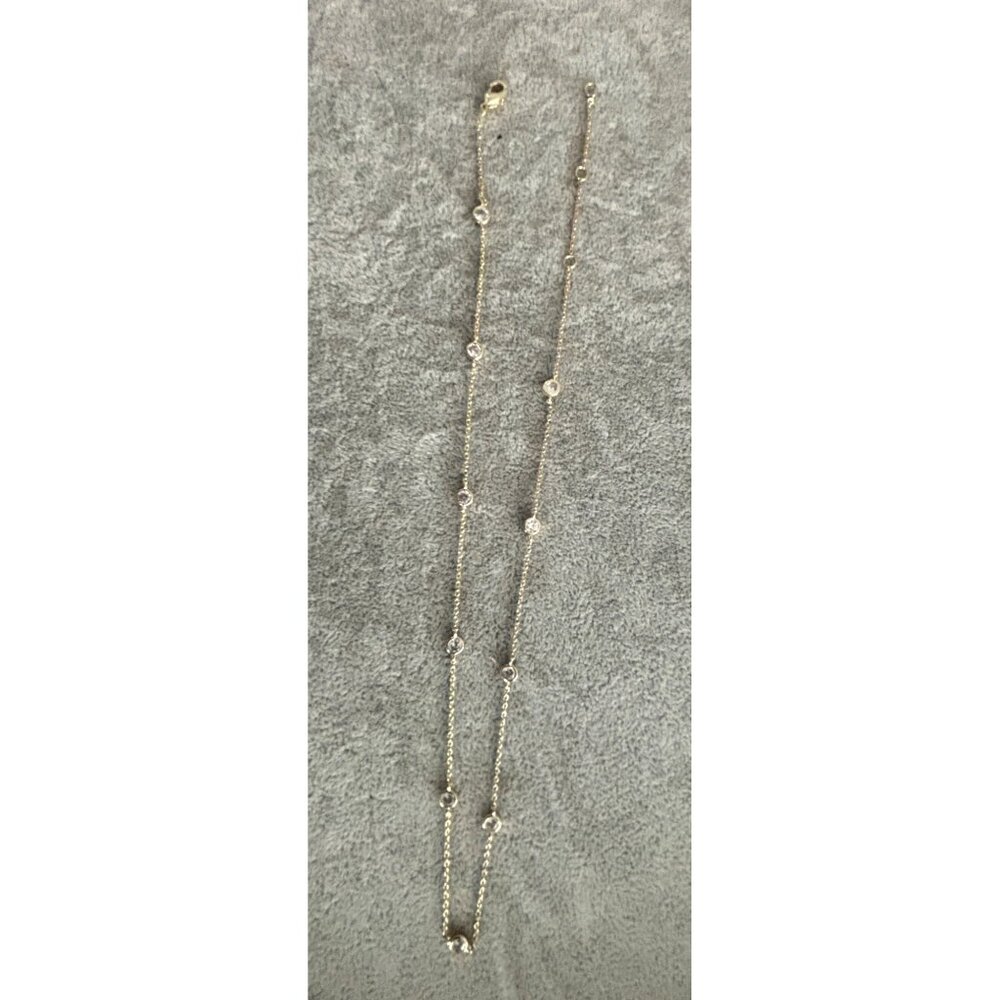 Gold-Plated Necklace With Round Crystal Stations & Lobster Clasp - Picture 3 of 6